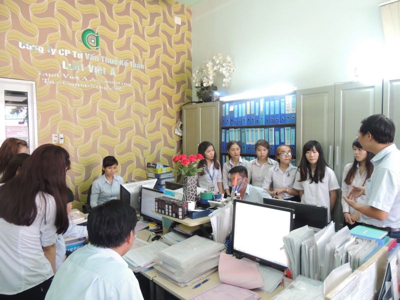 Các chuyên viên công ty CP Thuế Kế Toán Luật Việt Á đang giúp sinh viên hiểu rõ hơn chức năng của các bộ phận